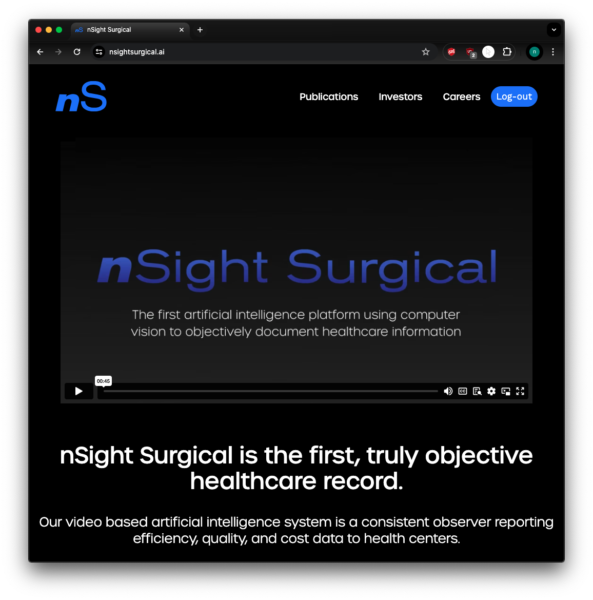 nSight landing page screenshot 1