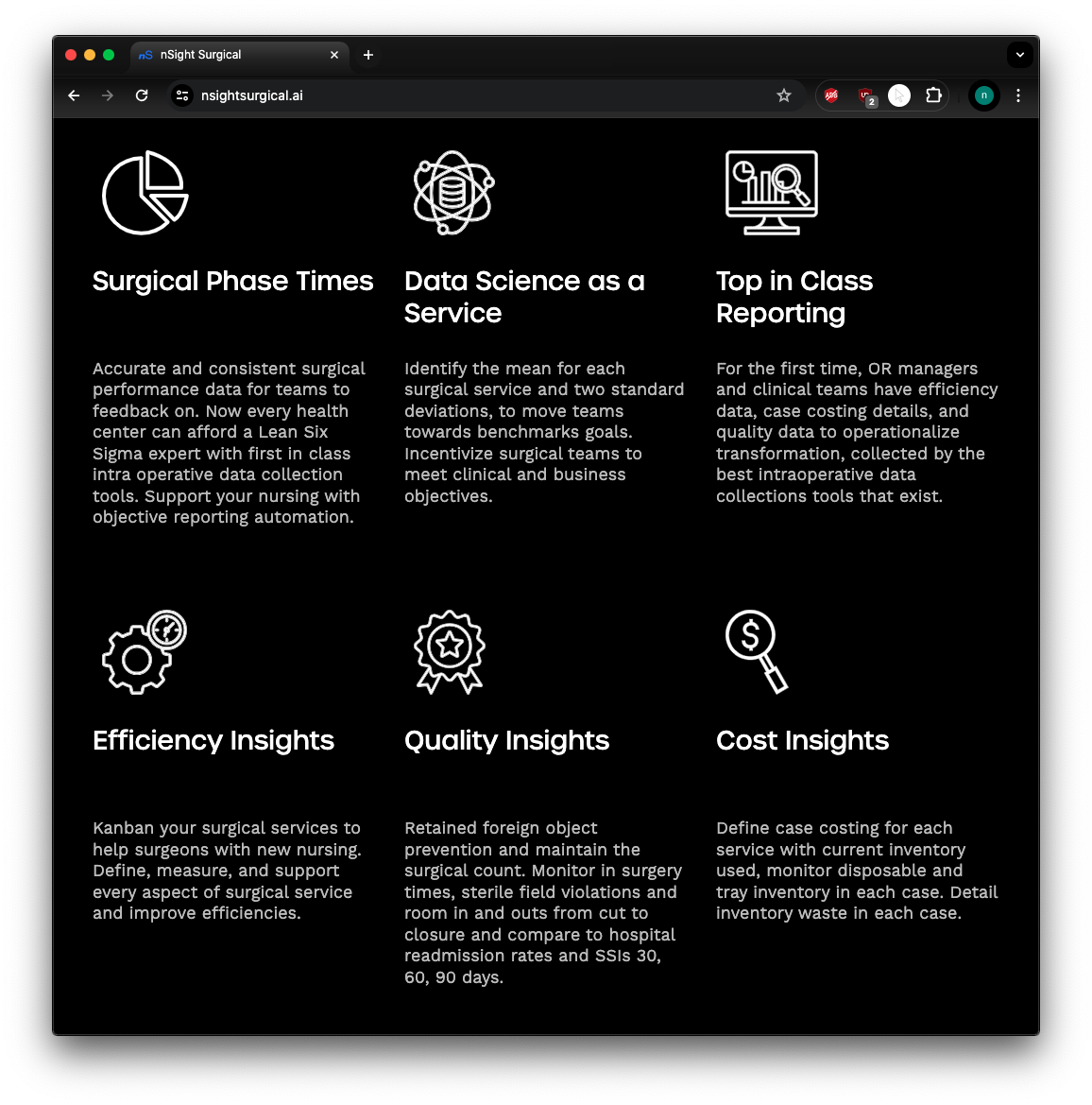 nSight landing page screenshot 2